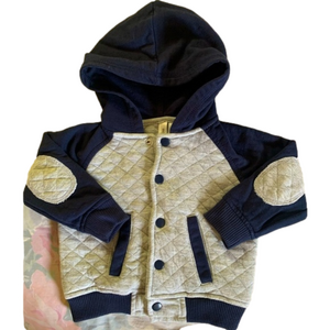 Toughskins Gray Navy Blue Hooded Jacket Size 12pm s